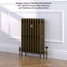 CI-GV4660-09-MET-OLD-GOLD-LS01 - Gasta Victorian 4 Column Cast Iron Radiator H660mm x W590mm CI-GV4660-09-MET-OLD-GOLD-LS01 - Gasta Victorian 4 Column Cast Iron Radiator H660mm x W590mm